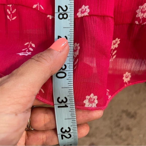 Abercrombie & Fitch Boho Pink Babydoll Strappy Sheer Flowy Shirt Top Size Large - Picture 8 of 8